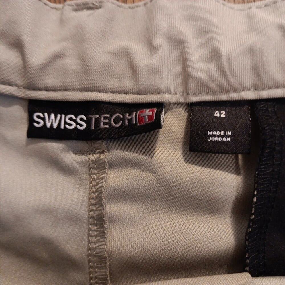 Swisstech Men's Khaki Stretch Comfort 5 Pocket 1 Zip Flat Front Shorts Size 42 - Picture 7 of 8